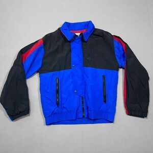 Spalding Jacket Men M Colorblock Windbreaker‎ Blue Black Red Zip USA Retro 80s